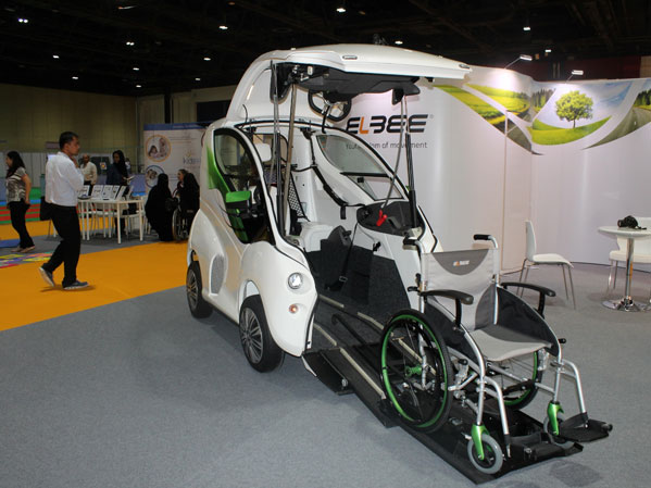Elbee-of-Czech-Republic-exhibited-a-special-vehicle-tailor-made-for-the-driver,-which-can-be-directly-driven-from-a-wheelchair-at-AccessAilities-Expo-2016