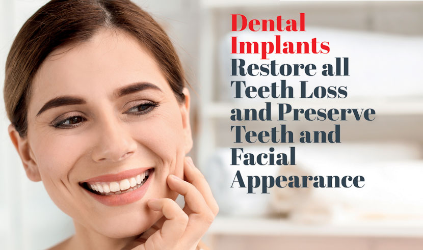 Dental Implants Restore all Teeth Loss and Preserve Teeth and Facial Appearance