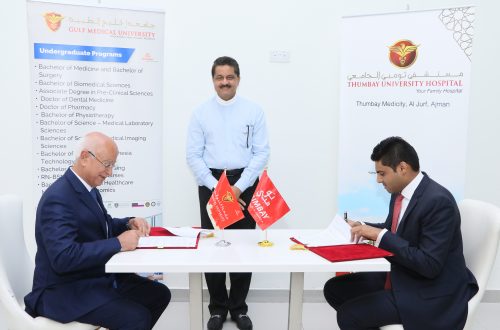 Gulf Medical University Signs Agreement with Thumbay University Hospital to Implement International Standards of Academic Health Centers